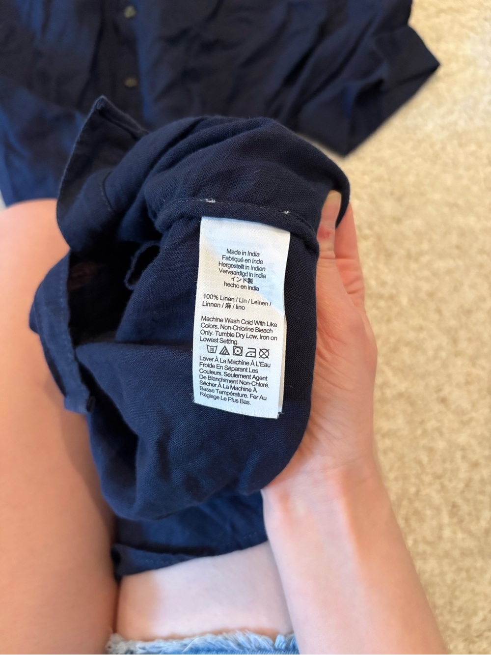 J. Crew Navy Button-Front Shirt Dress - Picture 3 of 3